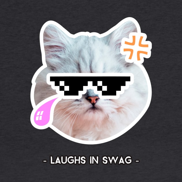 Cat laughs in swag by Purrfect Shop